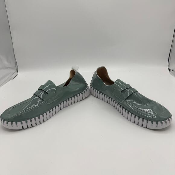 Ilse Jacobsen Tulip 3865 Loafer Womens 38 Green Patent Slip On Flat Shoes Casual - Picture 3 of 11